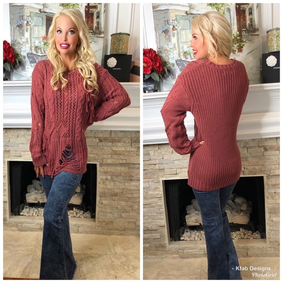 🥰LAST! Fringe Detail Cable Knit Destroyed Sweater - Picture 5 of 5